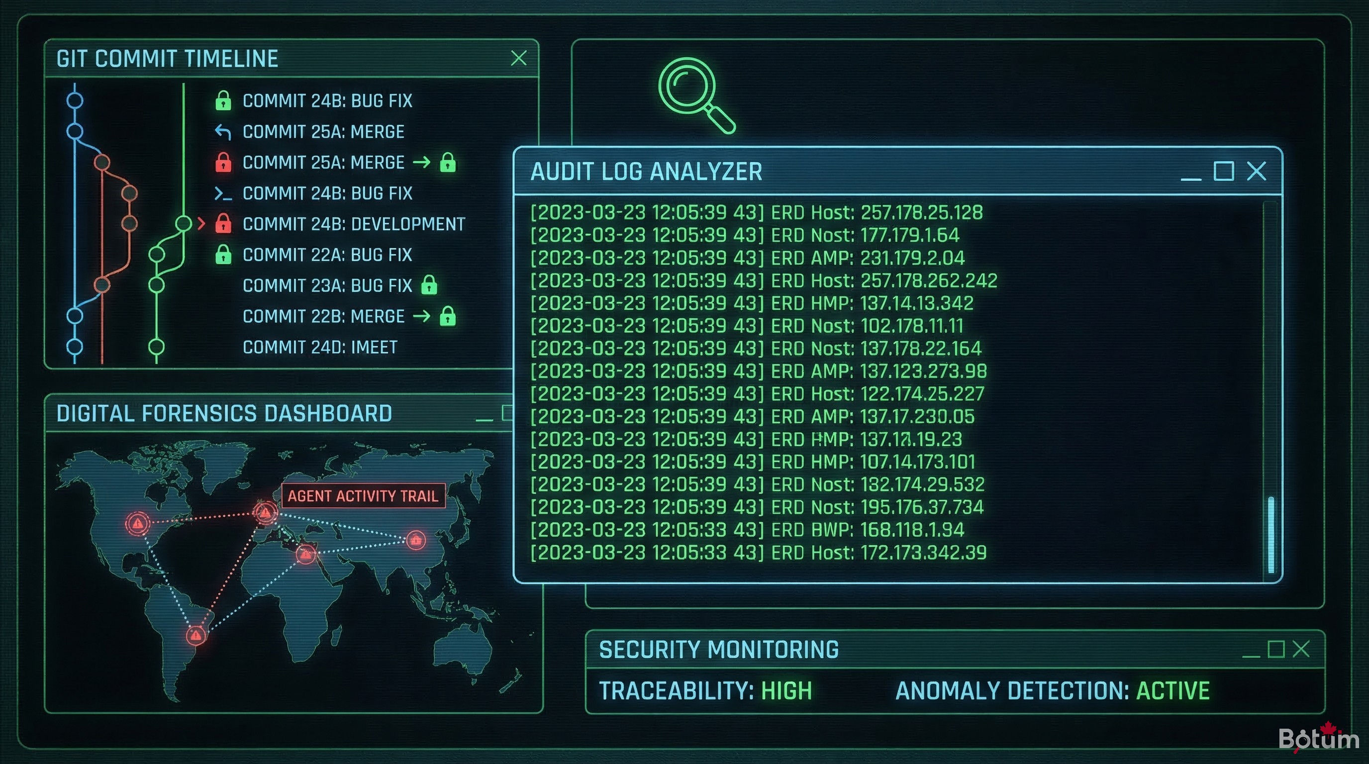 Audit, logs, and Git traceability