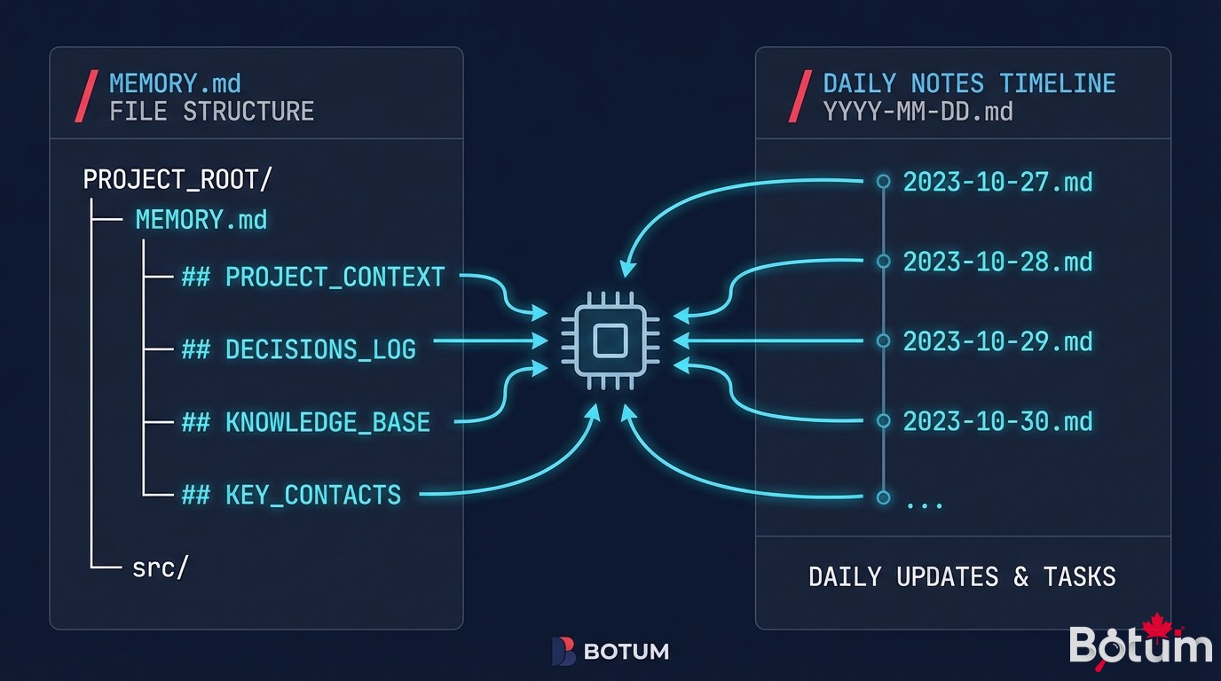 Structure MEMORY.md vs daily notes dans OpenClaw