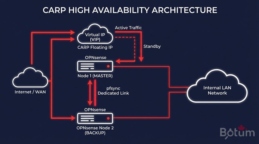 Architecture CARP haute disponibilité OPNsense actif passif