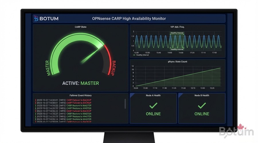 Grafana dashboard monitoring CARP OPNsense haute disponibilité