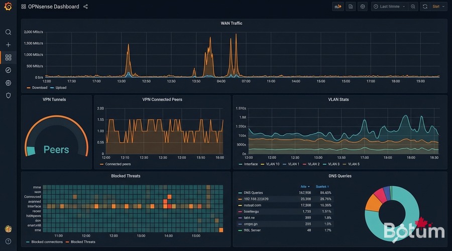 Grafana dashboard OPNsense monitoring temps réel