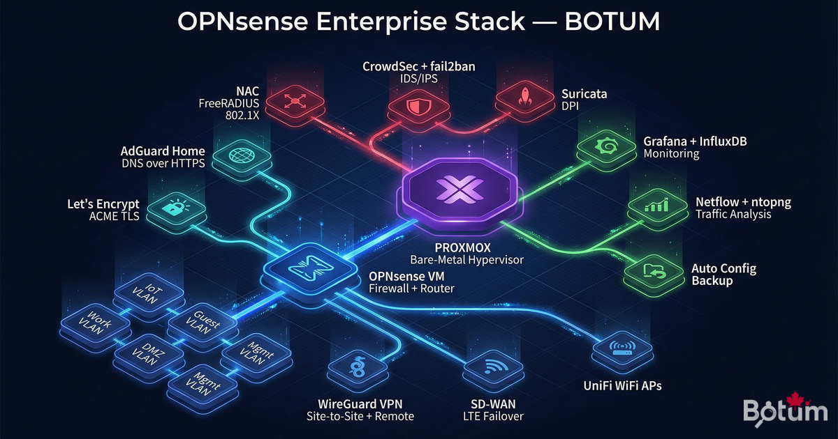Construire une infrastructure réseau enterprise avec OPNsense : vue d'ensemble du stack complet
