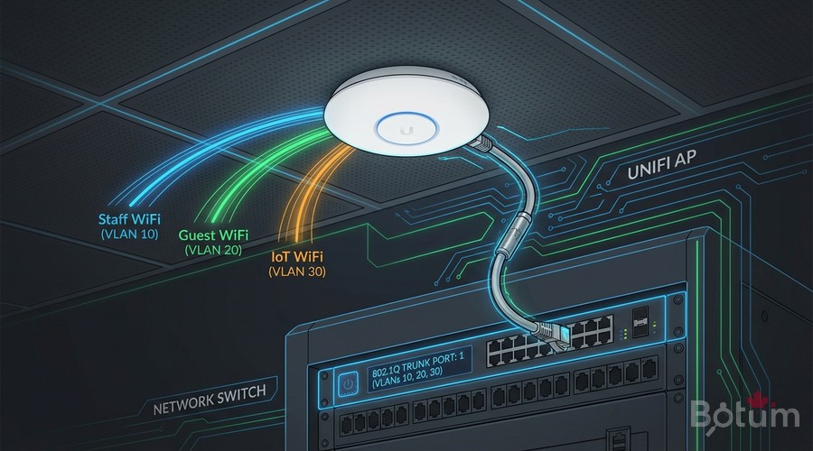 UniFi AP configuration with 802.1Q VLAN trunk