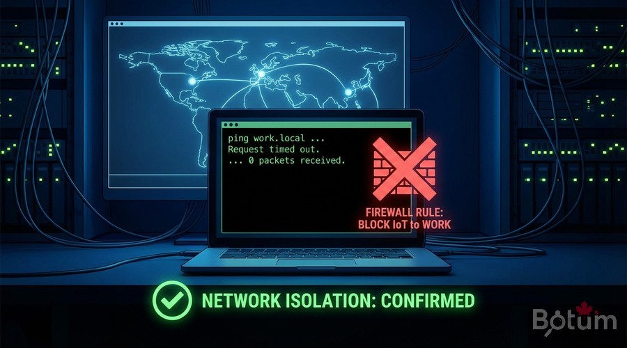 WiFi IoT network isolation test — OPNsense firewall rules validation