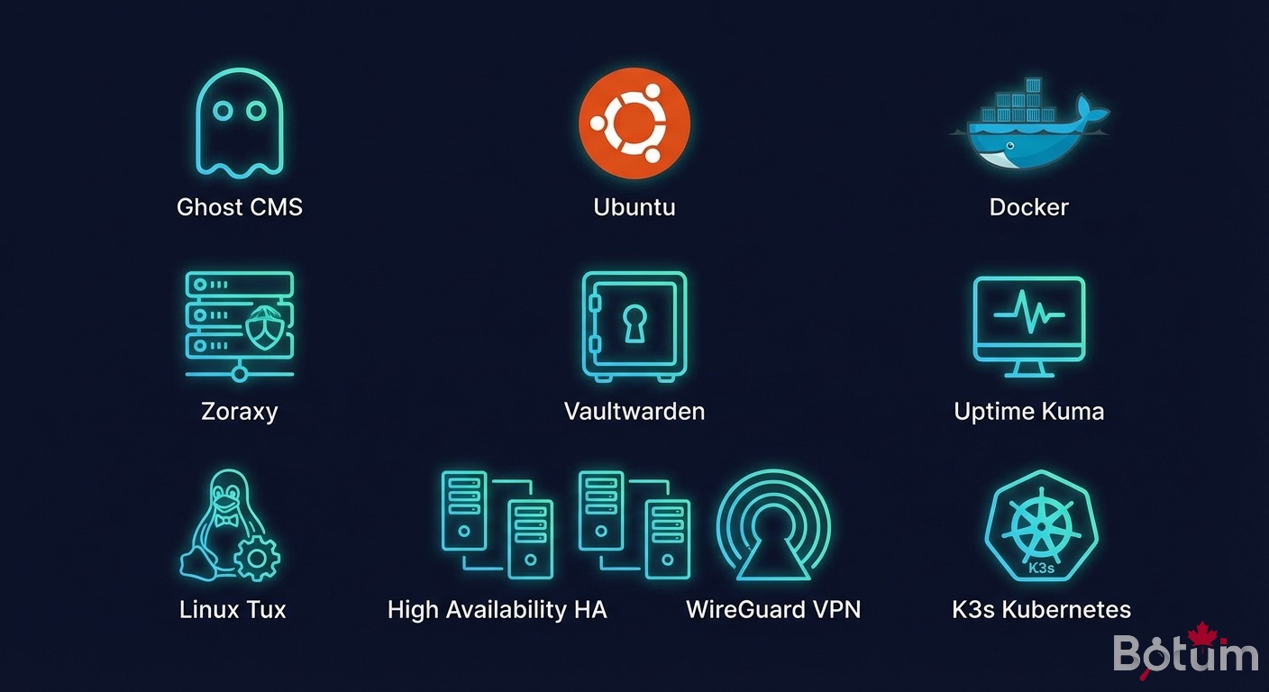 Stack complète des 11 technologies — grille visuelle