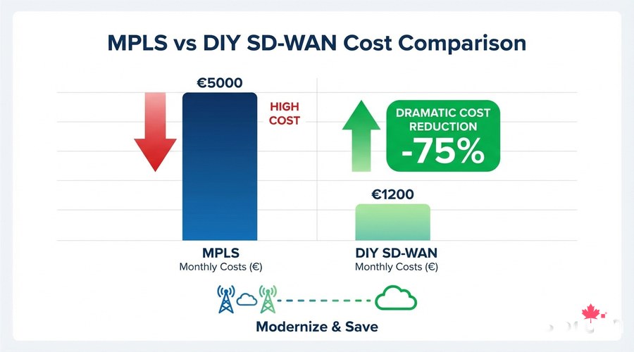 Cost comparison graph MPLS vs DIY SD-WAN savings annual SME enterprise ROI