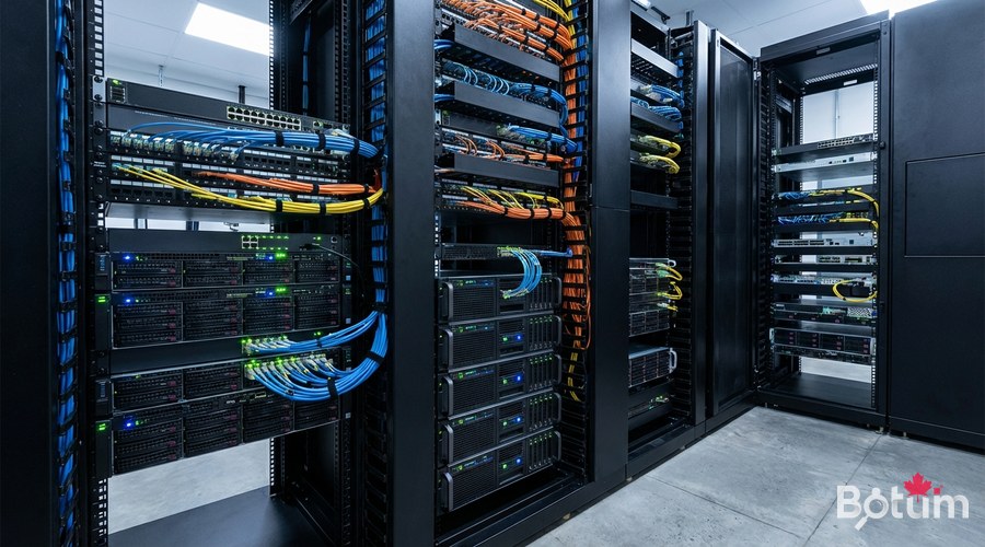 Server rack datacenter cabling network switches fiber optic professional infrastructure
