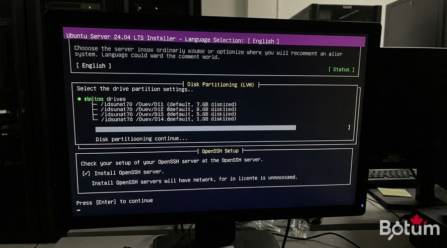 Écran de boot GRUB Ubuntu Server