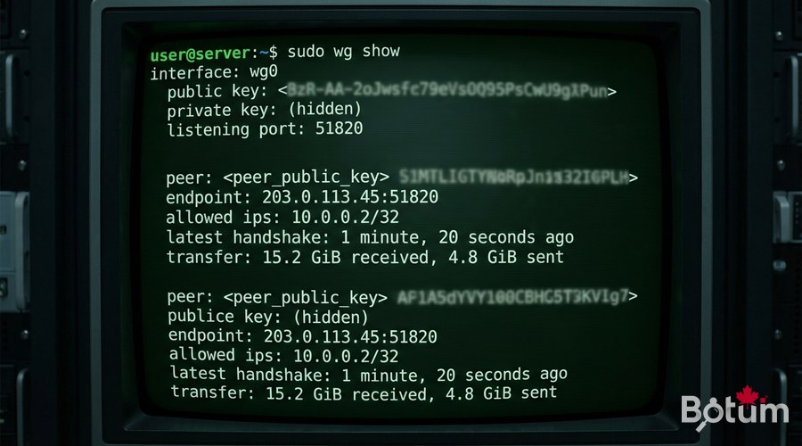WireGuard monitoring terminal statistics handshake traffic real-time screen